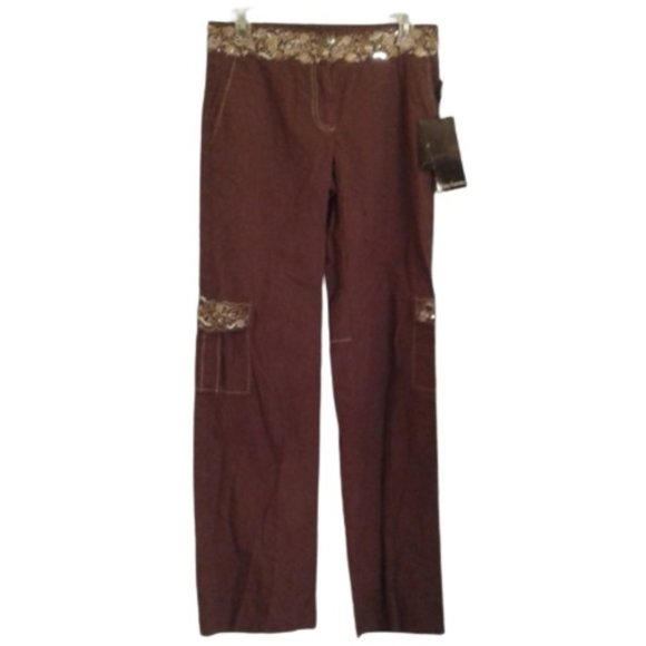 Daisy Fuentes 2 Cargo Pants embellished Brown - Picture 1 of 8